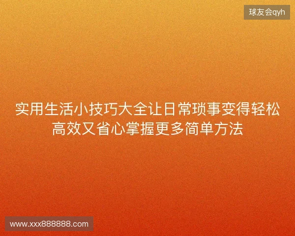 实用生活小技巧大全让日常琐事变得轻松高效又省心掌握更多简单方法 实用生活小技巧大全让日常琐事变得轻松高效又省心掌握更多简单方法